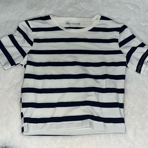 ZARA navy stripped top